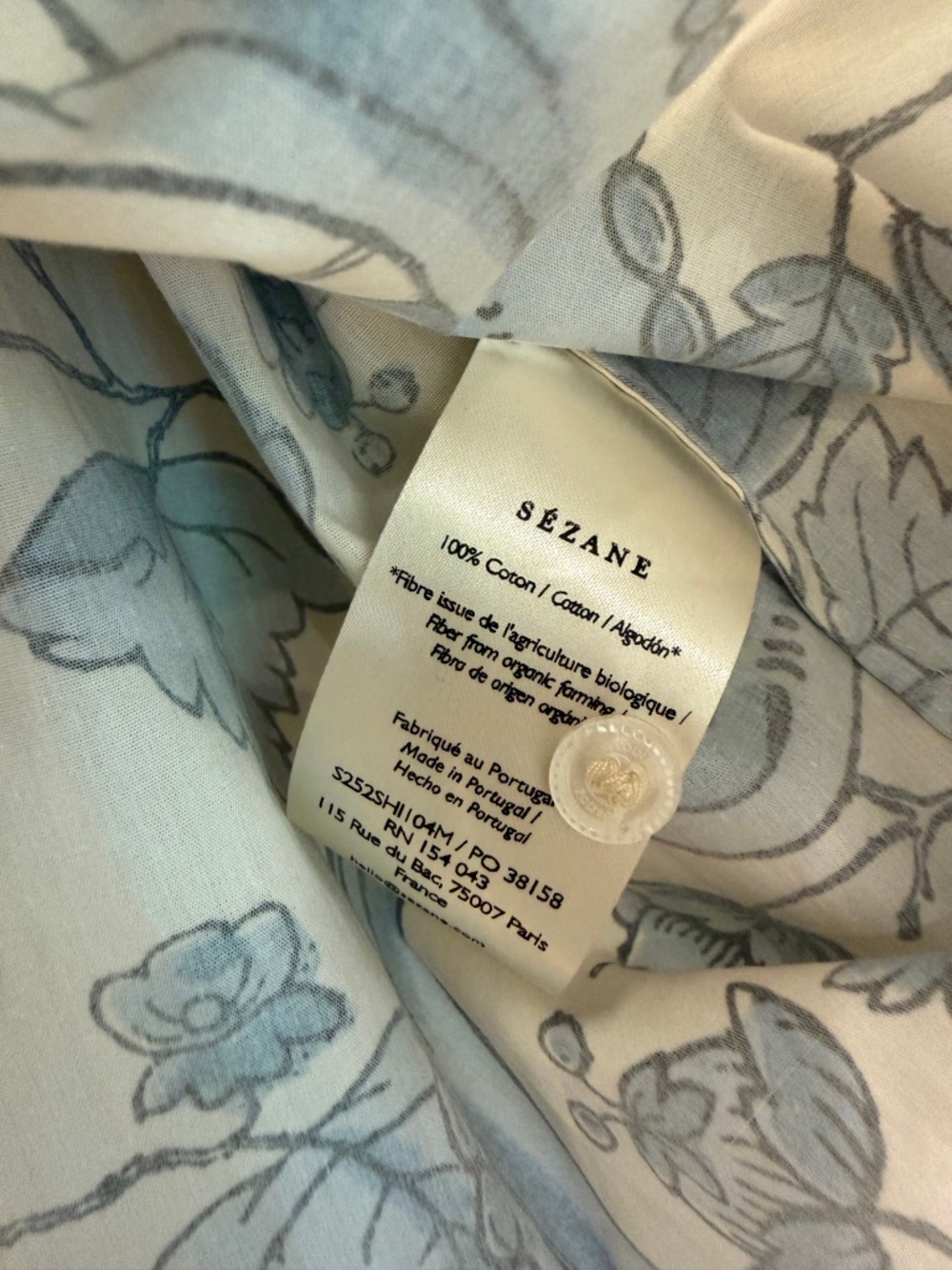 NWT SÉZANE X ANTOINETTE POISSON Hillis Blouse in Blue Birds Print Size FR - Picture 7 of 8